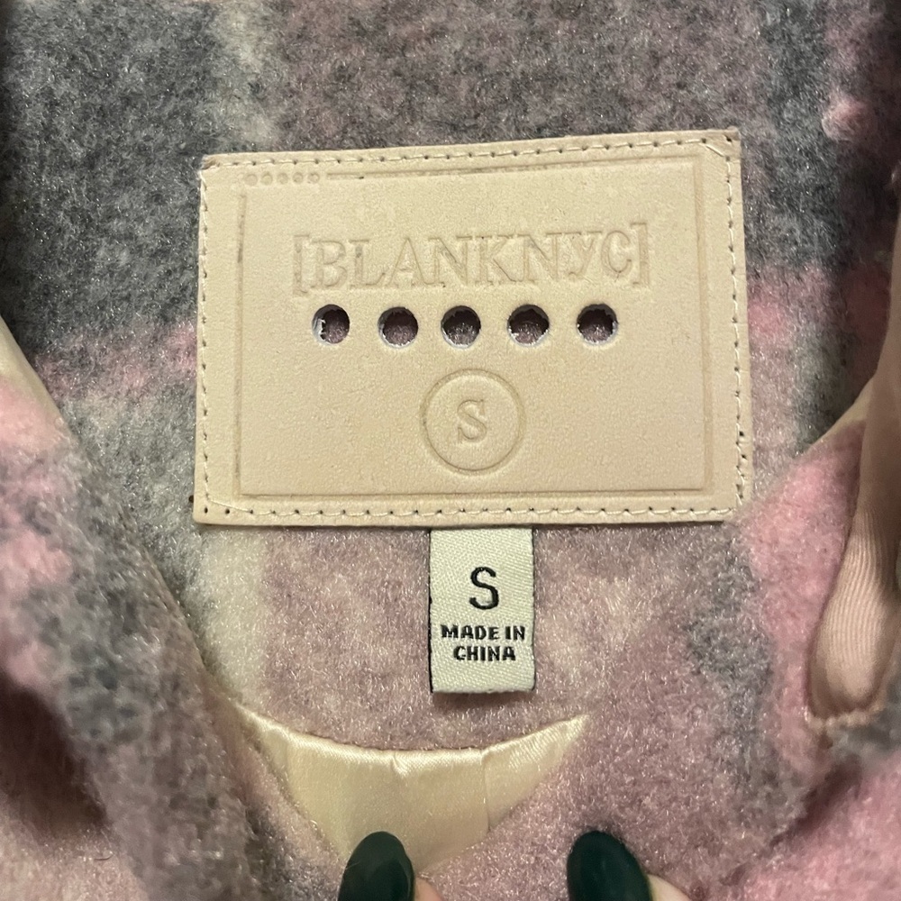 Blank NYC Plaid Sherpa Wool Coat Women's Small Fleece Jacket - Picture 3 of 14